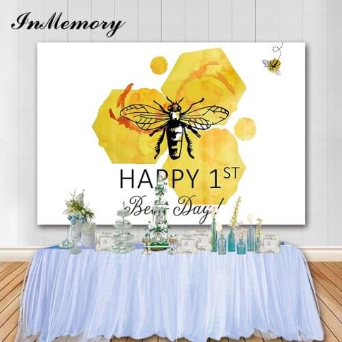 InMemory Newborn Baby Shower Birthday Party Bee Honey Yellow Custom Vinyl Backdrop Photography Background For Photo Studio