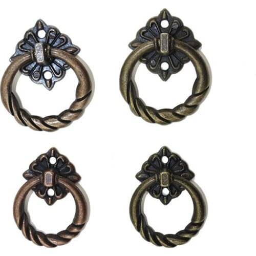 Vintage Alloy Cabinet Handles Furniture Dresser Knobs European Kitchen Drawer Cupboard Chinese Ring Pull Handles,Bronze,20Pcs
