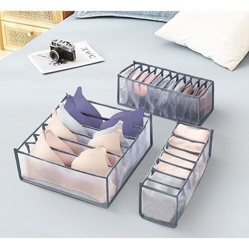 Underwear Storage Box Underwear Bra Socks Household Foldable Washing Compartment Box Closet Underwear Organizer Box