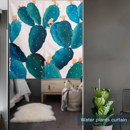 Green Plants Leaf Door Curtain Linen Tapestry Children Study Bedroom Home Decor Bedroom Kitchen Curtain