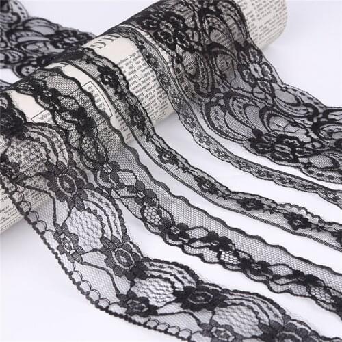 14-85mm 10 Yards Black Lace Ribbon DIY Embroidered Net Lace Trim Fabric For Sewing Wedding Decoration Gift Packing Clothing
