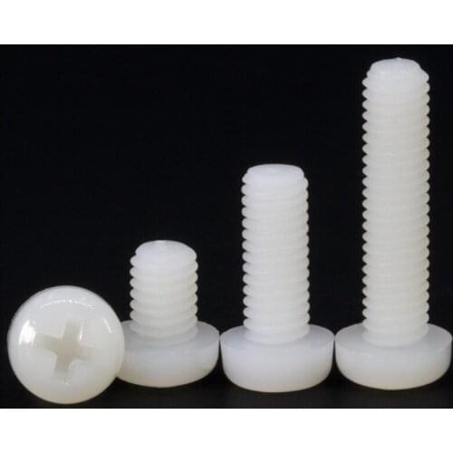 20pcs/lot White Plastic Screw Nylon M5 M6 Round Pan Phillips Head Screw Bolt