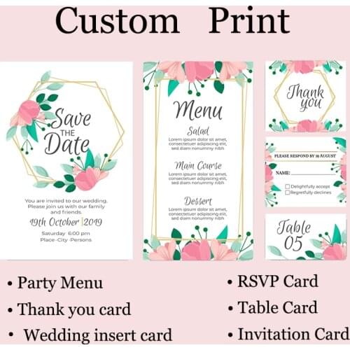 25PCS Custom Print Wedding Invitations Insert Card Birthday Business Table Cards Events Party Menu Supplies RSVP Thank You Cards