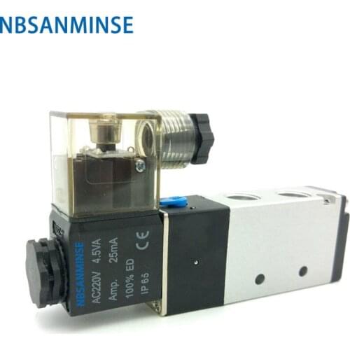 4V210 - 06 / 08 Solenoid Valve G 1/8 " G 1/4 " Two Position Five Way Pneumatic Air Control Valve AirTAC Type Design NBSANMINSE