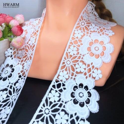 5yard 7.6cm wedding decoration white african lace fabric trim Reticulate macroflower DIY full dress sewing accessories Milk silk