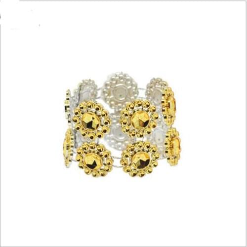 50 Pcs\lot European Style Handmade Plastic Sunflower Rhinestone Wrap Napkin Ring Napkin Buckle For Home Hotel Wedding Supplies