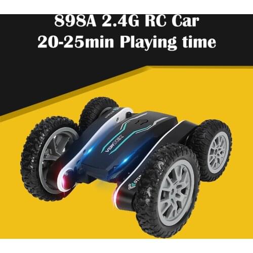 898A RC Stunt Car Flower Stunt Car Twisting Torsion Arm 180 Degree Double-Side Tumbling LED Lights Dancing Four-wheel Drive Toys
