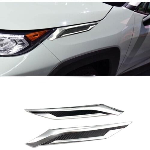 ABS Chrome Headlight Lamp Trim Eyelids Garnish Trim Car Accessories For 2019 2020 Toyota RAV4