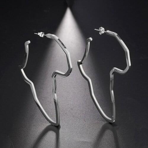 Exaggerating National African Map Big Earrings Larger Gold Color Africa Ornaments Traditional Ethnic Hyperbole Ear Gift