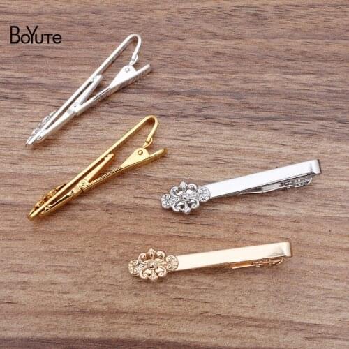 BoYuTe 10Pcs Fashion Flower Design Rhodium Plated Mens Tie Clip