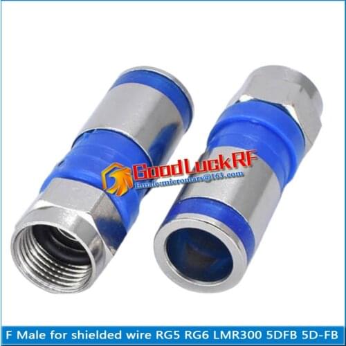 British extruded double shielded wire f-head digital TV F Connector for four shielded wire RG5 RG6 LMR300 RG304 5D-FB