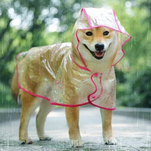 Dog Raincoat PU Dog Raincoat Waterproof Hoodie Jumpsuit for Dogs Walking Pet Clothes Dogs Rain Coat Raining Protector Clothing