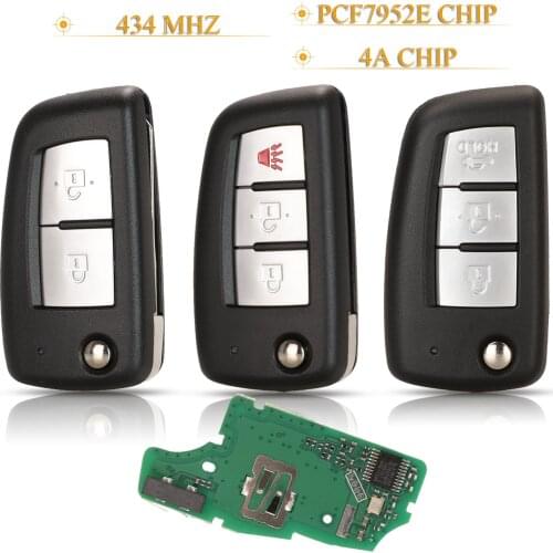 Kutery 2/3 Buttons Remote Car Key Fob 433MHz 4A Pcf7952E For Nissan Sylphy Bluebird Qashqai Kicks Tilda X-Trail 2019