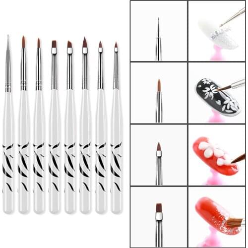 8pcs Nail Brush for Manicure Gel Brush for Nail Art Ombre Brush for Gradient for Gel Nail Polish Painting Drawing Manicure Tools