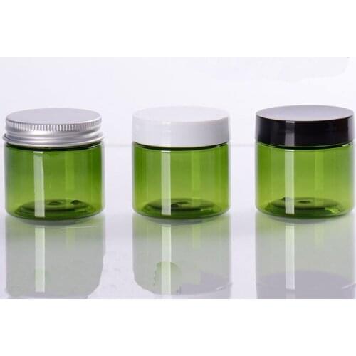 50G Cosmetic Container Green Plastic Facial Cream Bottle Eye Cream Jar with Inner Pad Screw Cap Hand Wax Refillable Bottle