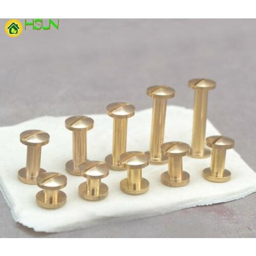 4/5/6/7/8/10/12/15/18/20mm Solid Brass Chicago Screw Nail Stud Rivet Gold Strap Fastener Assembling Bolt suitcase Hardware