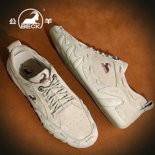 Beck new arrival fashion sneaker casual shoes for men outdoor genuine leather vamp moccasin hiking driving sports shoes