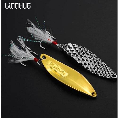 LINNHUE 1pcs Fishing Lure Spool Bait Leech 2.5g-20g Zinc Alloy Fidget Spinners Bass Gold Hard Bite Fishing Tackle Treble Hook