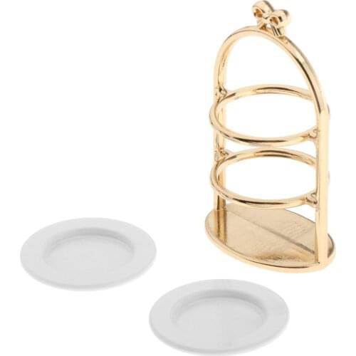 1:12 Miniature 3-Tier Golden Cupcake Stand Dessert Centerpiece Dollhouse Kitchen Accessories