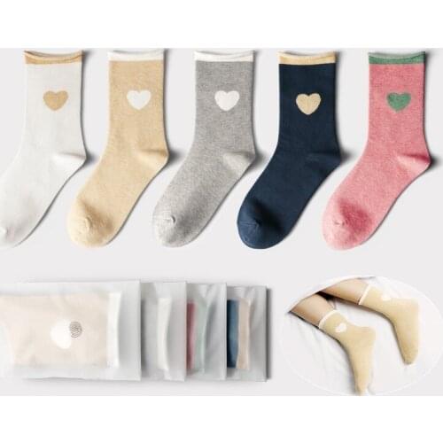 DOIAESKV Fashion Fall Winter Women Cotton Socks Heart Pattern Funny Socks Soft Comfortable Combed Cotton Happy Socks Medias