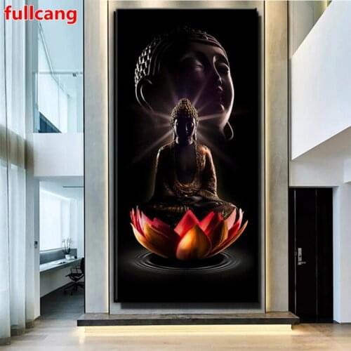 Lotus Buddha large diy 5d diamond painting full square round drill mosaic embroidery kits New Arrival religion icon decor JX2466