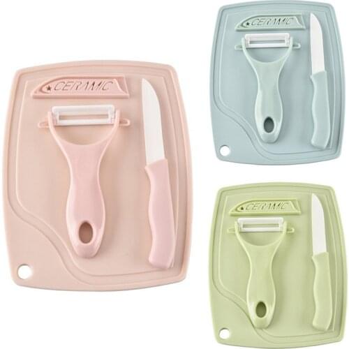 Eco-Friendly Ceramic Knife Set with Fruit Paring Knife Vegetable Peeler Mini Cutting Board Ceramics Kitchen Knife Cooking Set