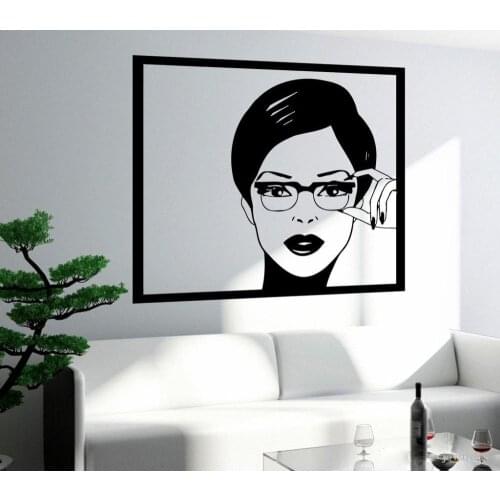 Sexy Girl Woman Teen Wall Stickers In Glasses Pop Art Bedroom Wall Decal Design Self-adhesive Wallpaper Removable Mural 1114