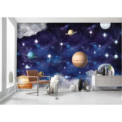 Bacal Custom 3d Wallpaper Murals Hand Painted Universe Galaxy Planet Childrens Room Bedroom Background Wall 3d Wallpaper