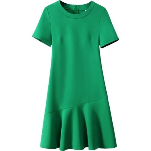 2019 spring womens new dress in the long section commute large size was thin self-cultivation A word summer dress m43