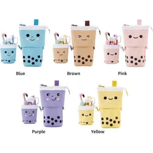 Creative Retractable pencil case school stationery Storage bag Kawaii Solid color Pen case cute pen holder gifts for kid pen bag