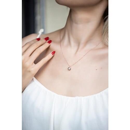 İzla Design 5596 Round Model Montürlü Zircon Silver Necklace
