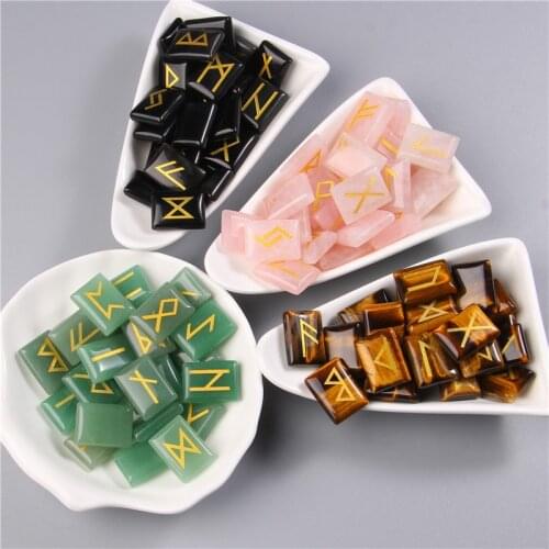25Pcs Natural Minerals Agates Tiger Eye Crystal Runes Stones Irregular Divination Agate Rune Fortune-telling Reiki Healing Gift