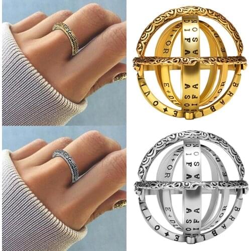 Size 789 Creative Rotierenden Clamshell Knuckle Ring Astronomische Ball Ring Universum Women Student Konstellation Ring Jewelry