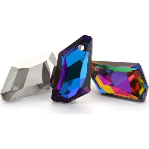 Rhombus Shape Beautiful Necklace Pendant Crystals One Hole DIY Art Crystal Stones Glass Material Pointback Jewelry Accessories