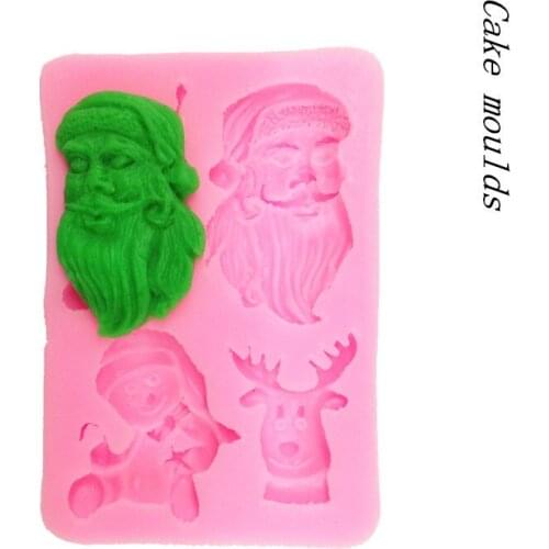 Silicone mold K126 Santa Claus deer shape Fondant cake mold chocolate mold Decoration tools