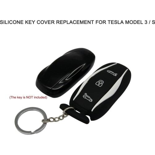 Silicone Key Cover Case Key Protection Shell with Key Chain Auto Accessories car styling for Tesla Model 3 / S
