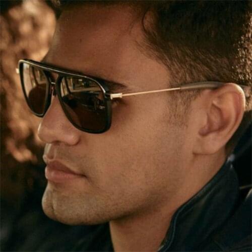 Oversized Mens Square Sunglasses Vintgae Shades Luxury Brand Gold Brow bar Classic Sun Glasses For Men Male Goggles oculos