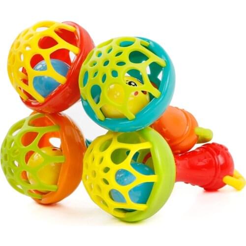Baby Rattles toy Intelligence Grasping Gums Plastic Hand Bell Rattle Funny Educational Mobiles Toys Birthday Gifts WJ482