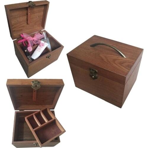 Lockable handmade antique wood jewelry box