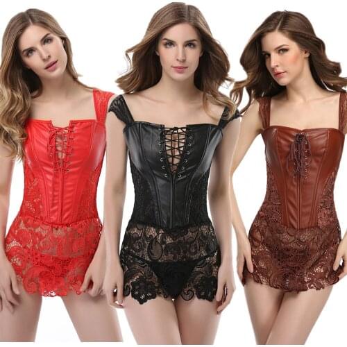 Court Hollow Out Lacewomen Sexy Slim Corset Leather Back Zipper Corsets Bodice Corsage Bustier Dress Shaper Plus Size