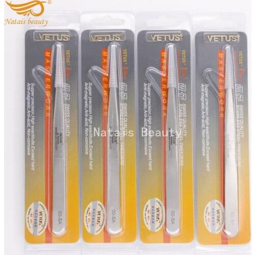 10pcs/lot VETUS SA Series Stainless Steel Tweezers Makeup Tools Free Shipping