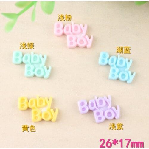 10pcs 26*17mm DIY resin Word Baby boy charms accessories mobile phone shell beauty materials childrens hand and foot ink paste