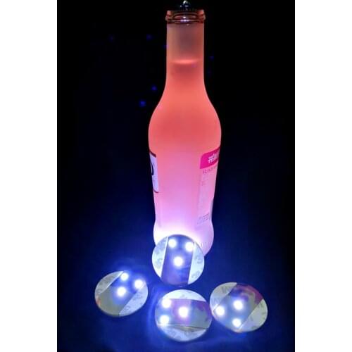 100pcs/lot Bottle LED Light Stickers LED Wine Bottle Glorifier Light LED Coaster Cup Mat Vase Light for Christmas Xmas Party