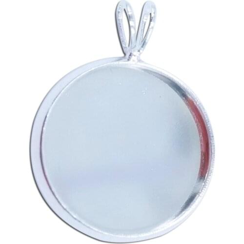 1000piece 10mm 12mm 14mm 16mm 18mm 20mm 25mm Silver Plated Cabochon Setting Blanks DiY Round Bezel Pendant Trays Base PT21