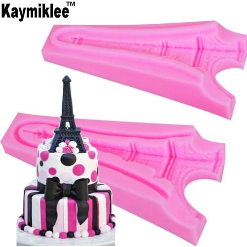 Kaymiklee S087 2pcs Eiffel Tower Fondant Silicone Mold for Decorating,Cake Decoration Fondant Soap Cake Moulds Tool 11.8*2*5.2CM