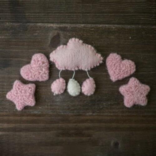 3/5 Pcs DIY Handmade Baby Wool Felt Clouds Stars Love Ornaments Home Party Decor