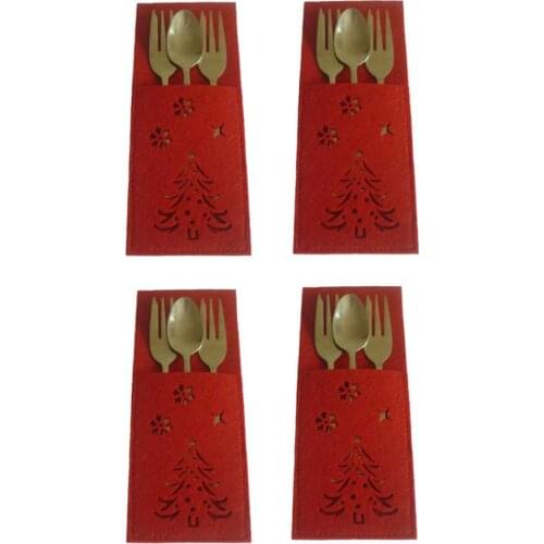 4 Packs Cutlery Holder Cutlery Bag Cutlery Covers Xmas Table Ornament