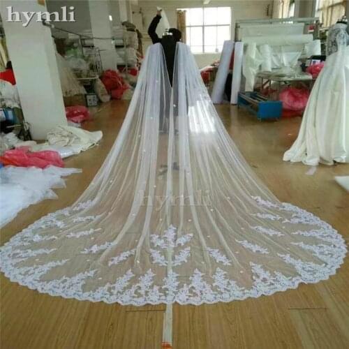 400cm Long * 280cm Wide Bridal Cape Veil Cathedral Veil Lace Wedding Dress Cloak Accessory in White,Off-white,Ivory #ZM001KD