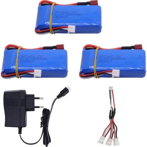7.4V 2500mah 903480 lipo Battery T Plug and Charger cable for 12428 12423 Car Parts Syma X8C X8W X8G X8 RC Quadcopter accessory