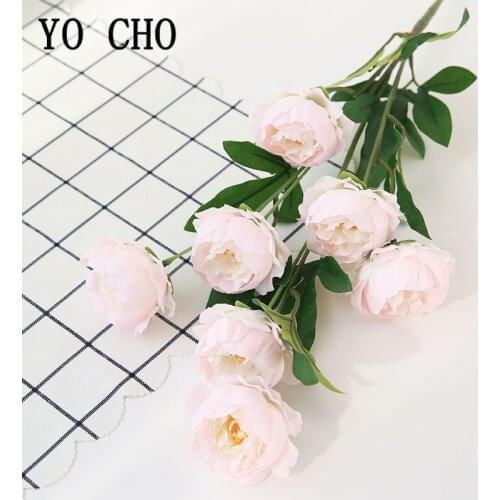75cm Mini Rose Pink Silk Flower Branch Artificial Flower 7 Heads Faux Roses Wedding Table Home Vase Wall Decoration Fake Flowers
